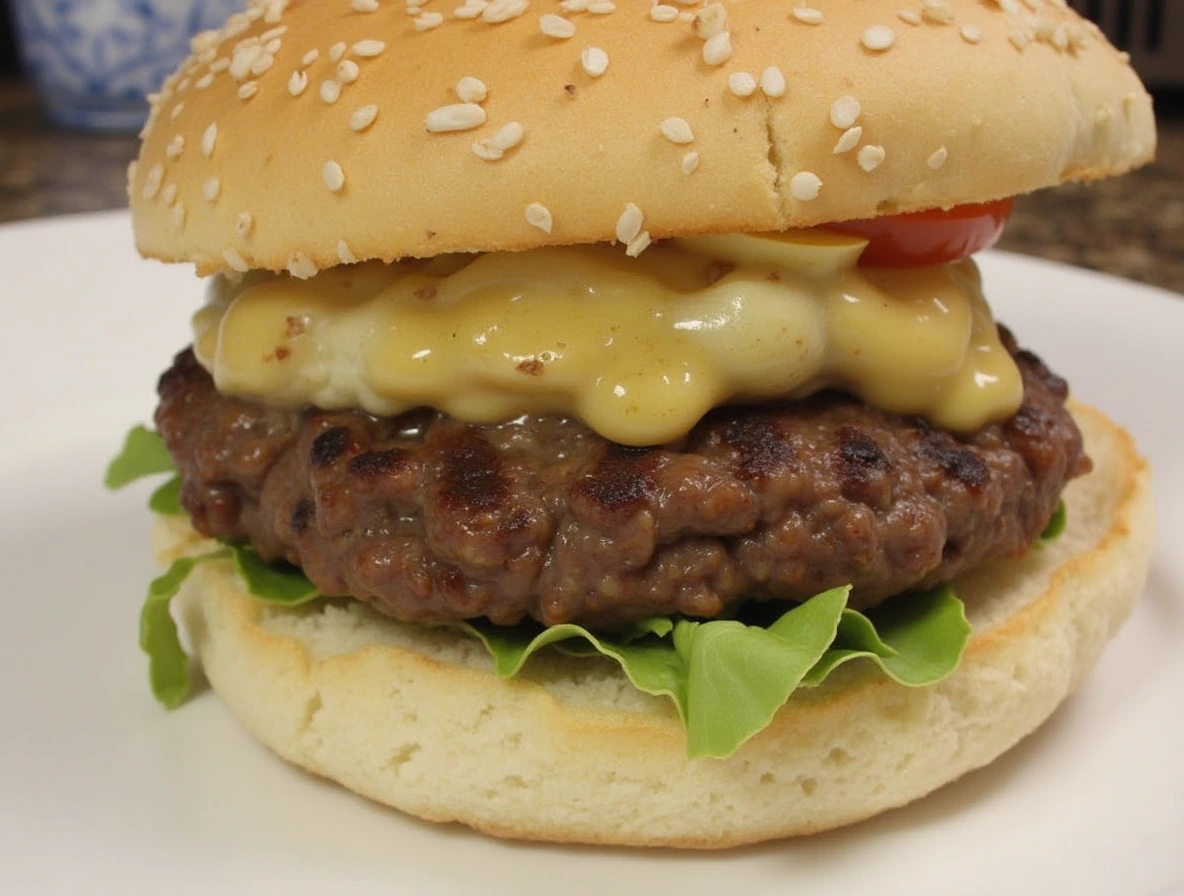 Delicious Homemade Beef Burger with Special Sauce