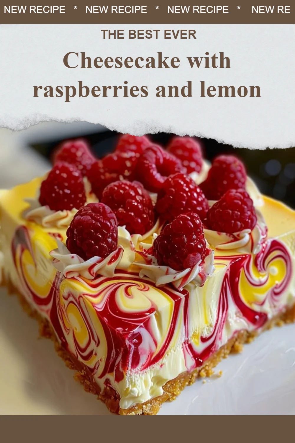 Cheesecake aux framboises et au citron, dessert appétissant et coloré.