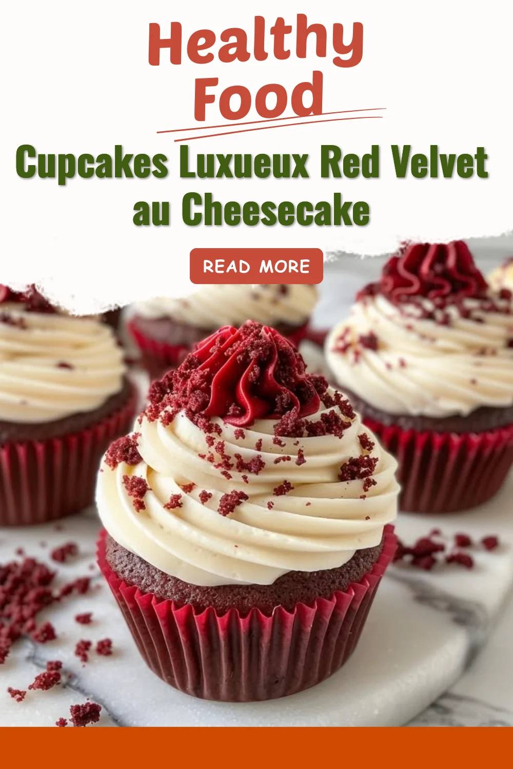 Cupcakes luxueux red velvet cheesecake, une délicieuse combinaison de saveurs.