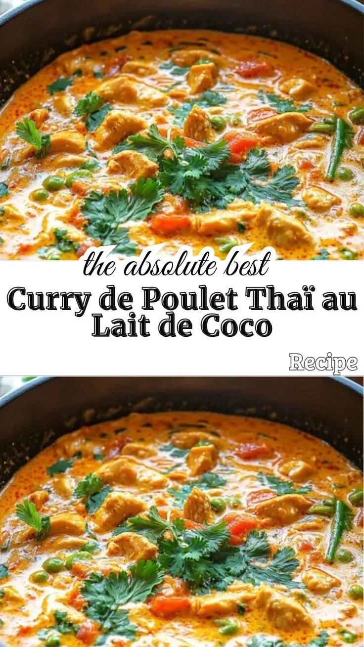 Curry de Poulet Thaï au Lait de Coco servi dans un plat bleu