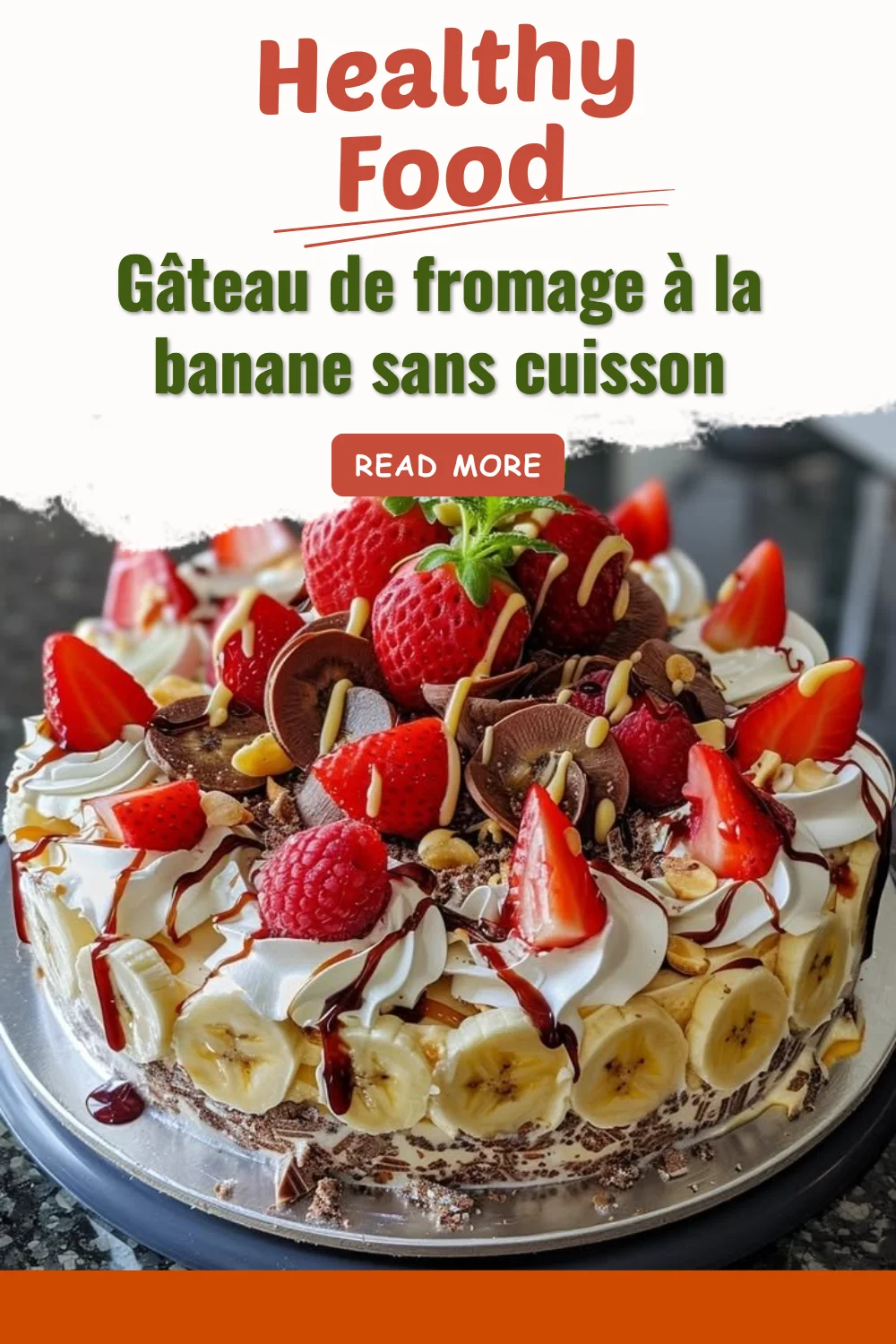 Gâteau de fromage à la banane sans cuisson, dessert crémeux et délicieux