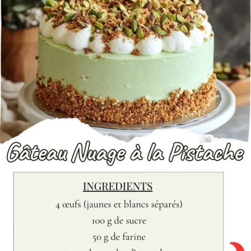 Gâteau Nuage à la Pistache, un dessert léger et moelleux avec une touche de pistache