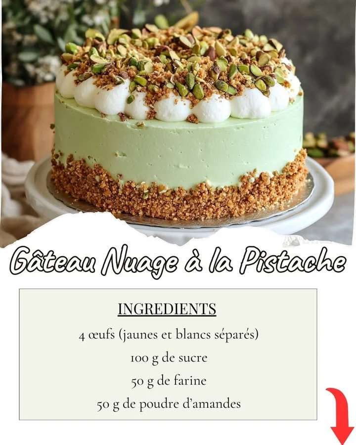 Gâteau Nuage à la Pistache, un dessert léger et moelleux avec une touche de pistache