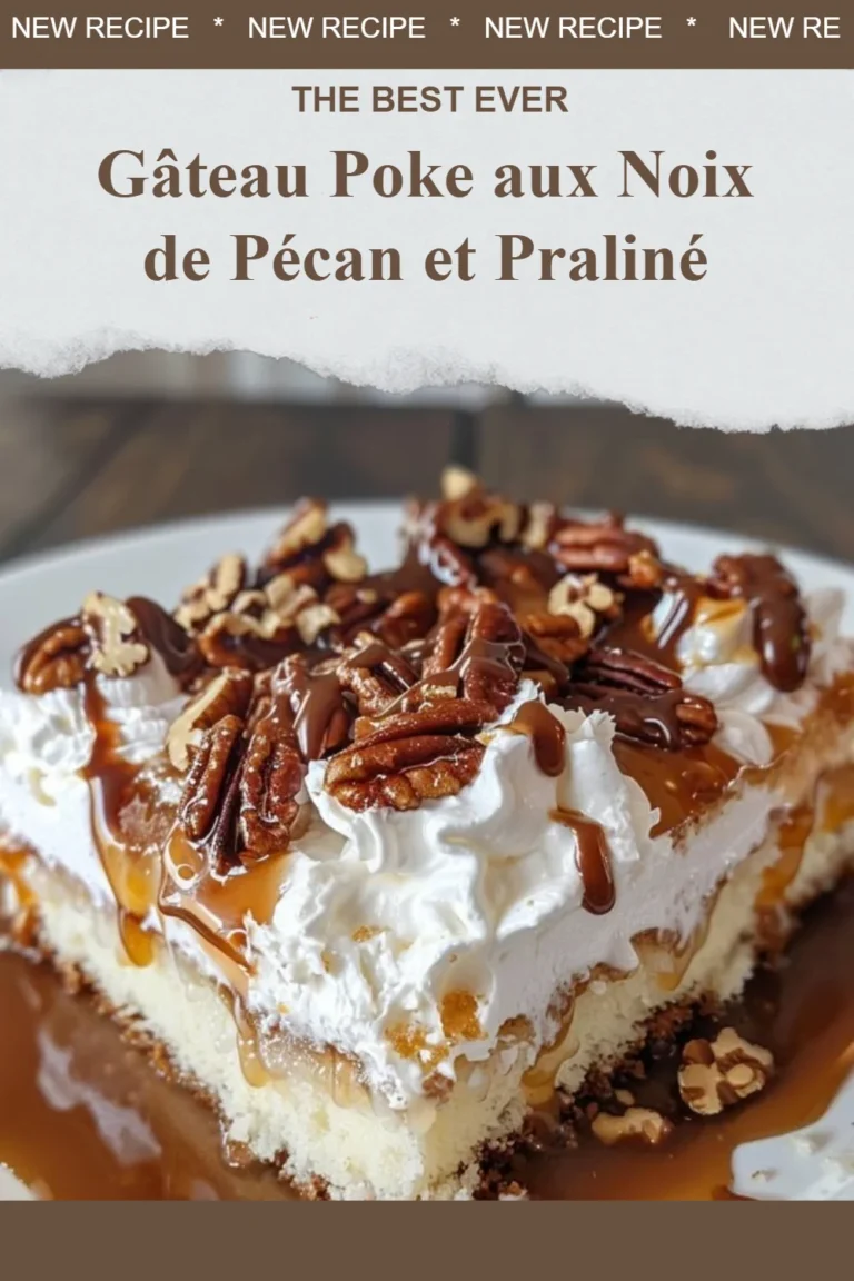Gâteau Poke aux Noix de Pécan et Praliné, un dessert irrésistible et gourmand.