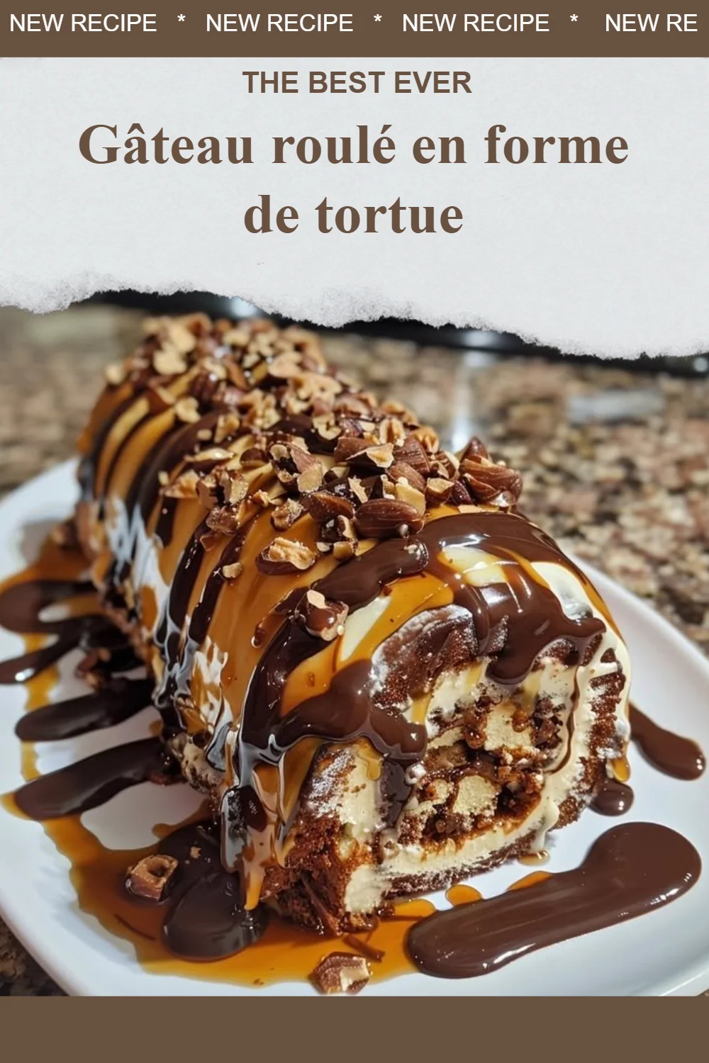 Gâteau roulé en forme de tortue décoré pour une fête