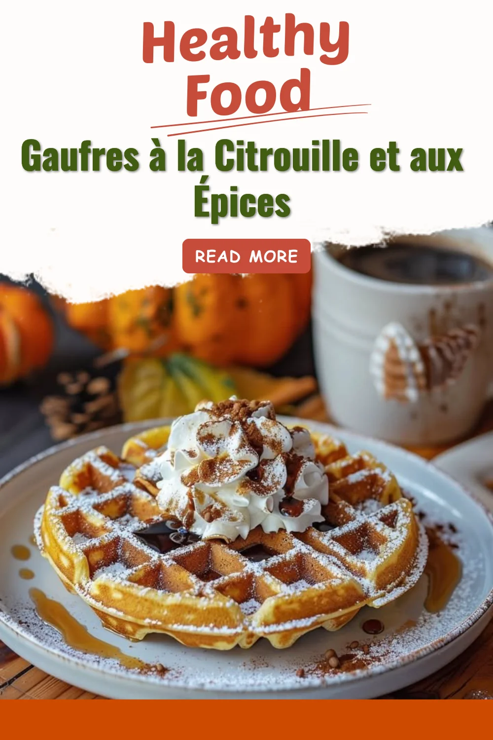 Gaufres à la citrouille et aux épices servies avec un coulis de caramel