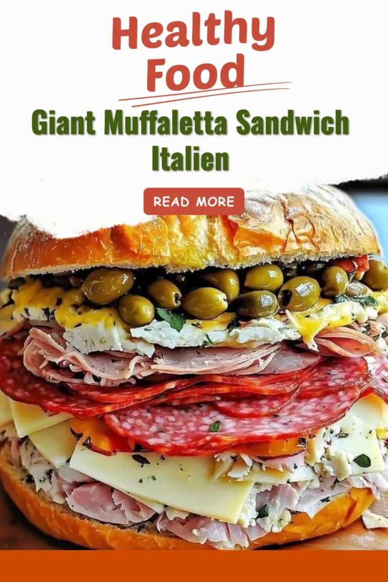 Giant Muffaletta Sandwich Italien fraîchement préparé avec garnitures colorées.