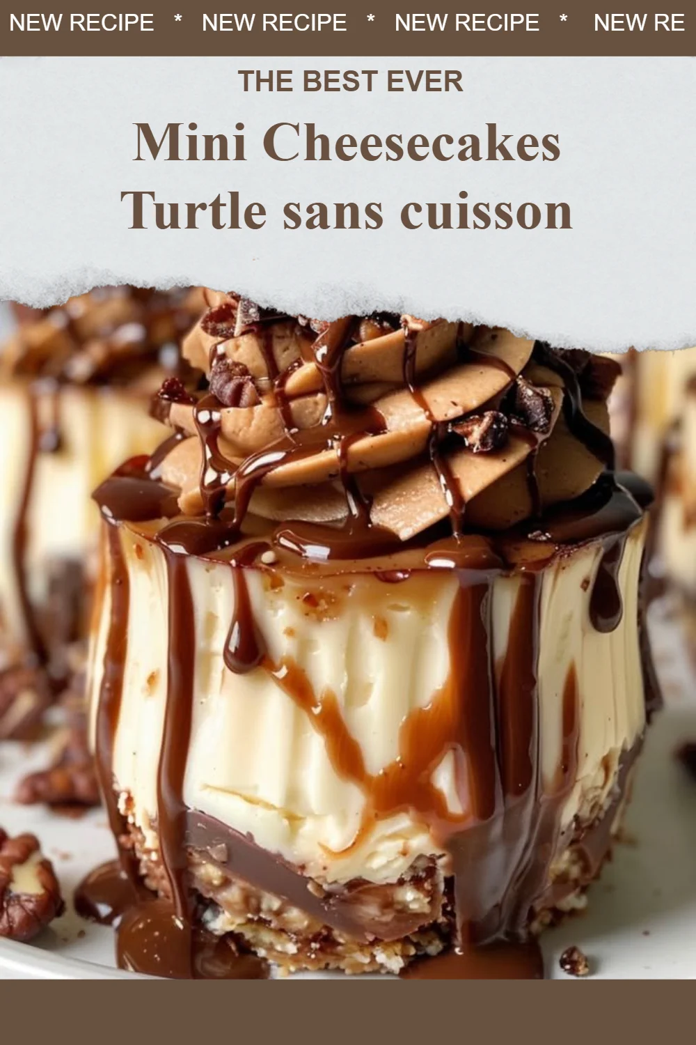 Mini cheesecakes turtles sans cuisson, un dessert gourmand et facile à préparer