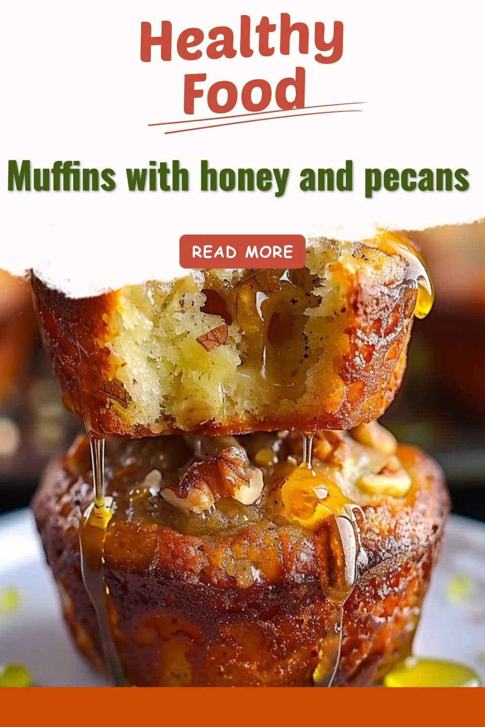 Muffins moelleux au miel et aux pacanes sortant du four