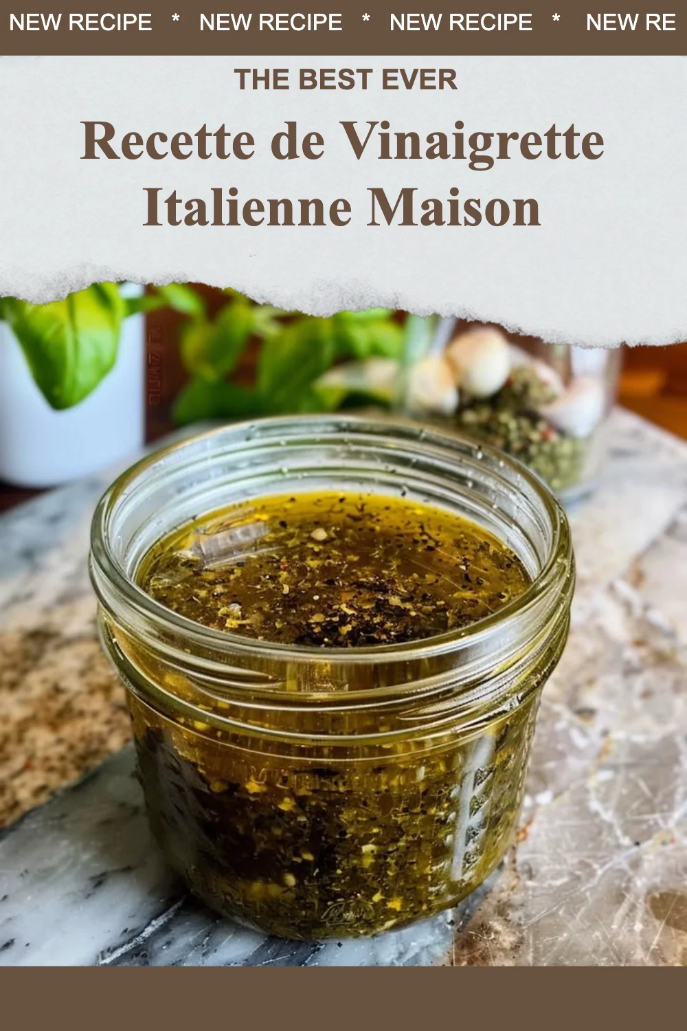 Vinaigrette italienne maison avec ingrédients frais et herbes aromatiques