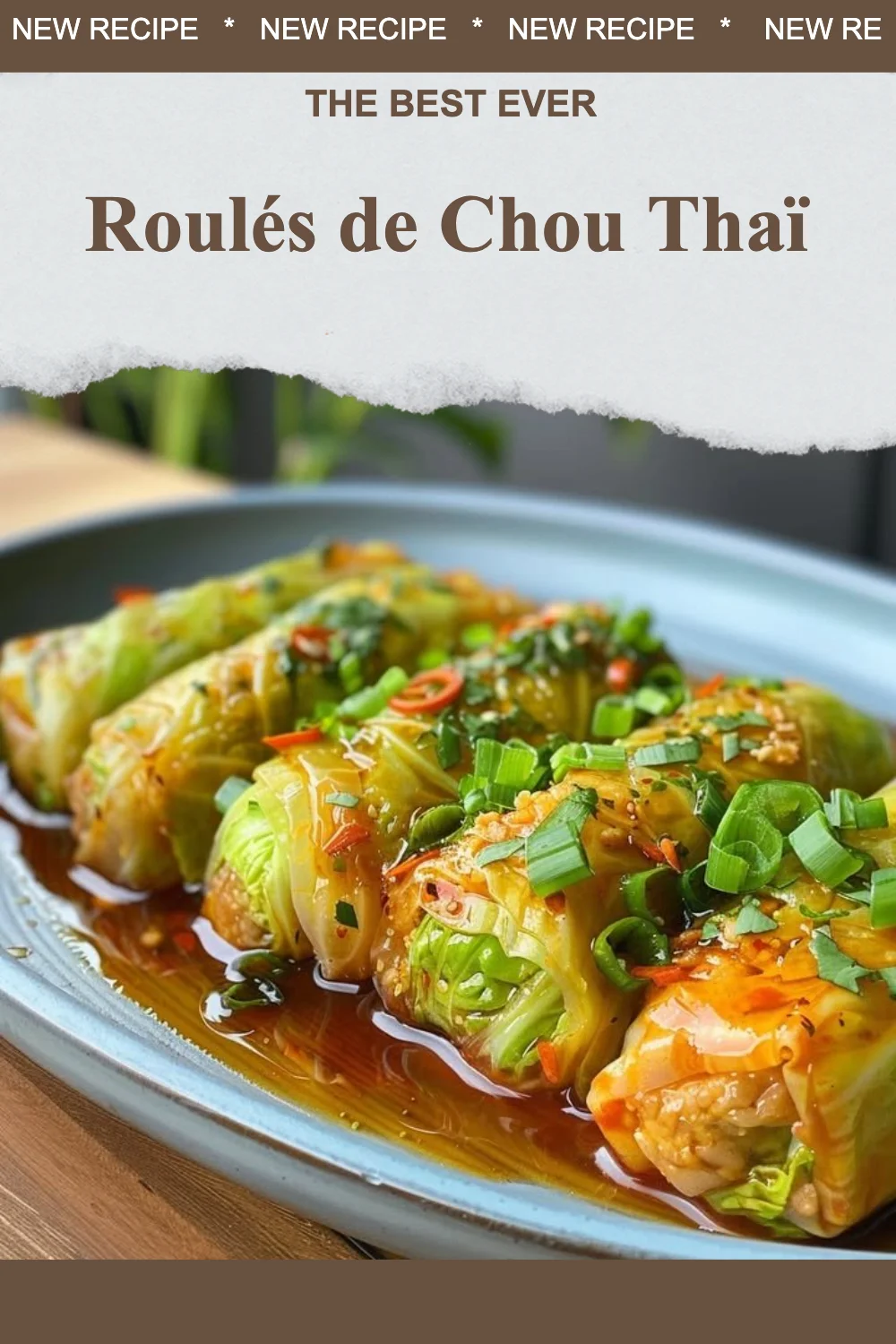 Roulés de Chou Thaï garnis de légumes frais et épices exotiques.