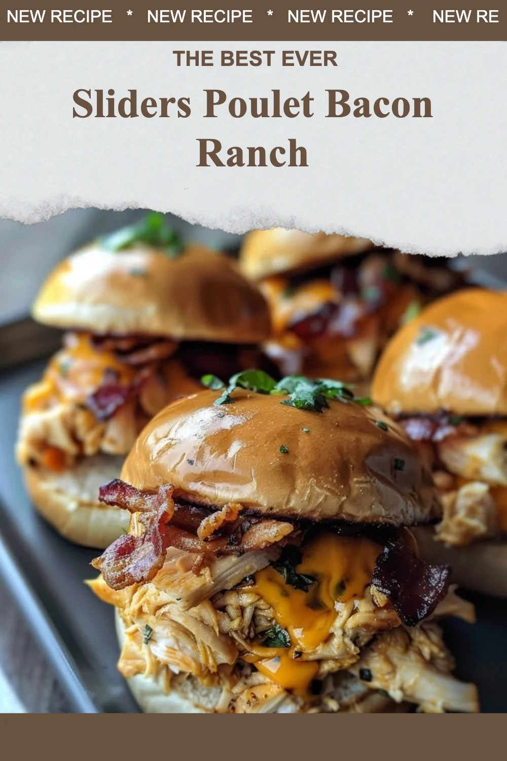 Sliders Poulet Bacon Ranch avec bacon croustillant et sauce ranch