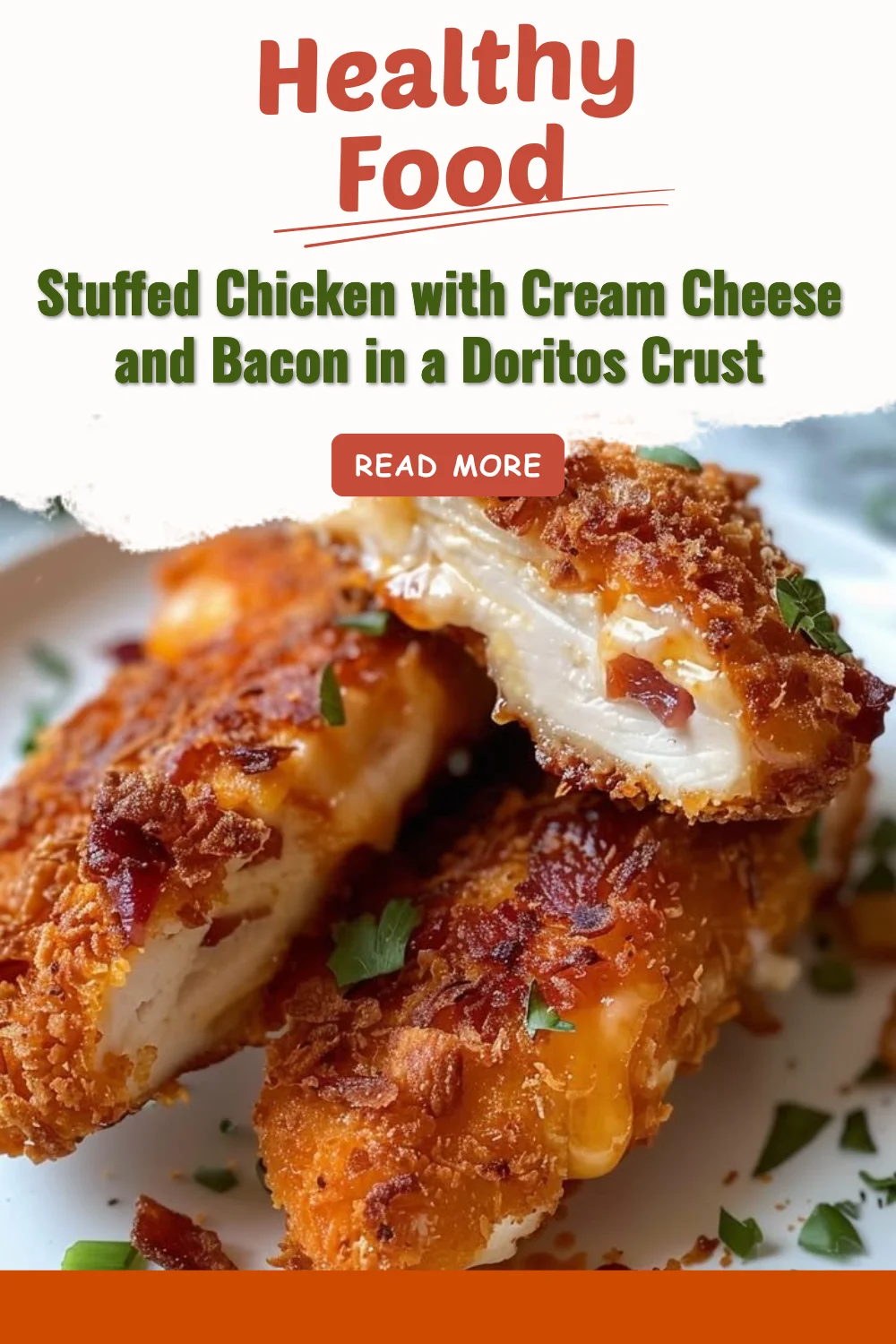 Poulet farci au fromage à la crème et bacon en croûte de Doritos
