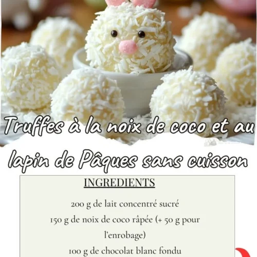 Truffes au chocolat et noix de coco pour Pâques, sans cuisson, exquis et faciles à préparer.