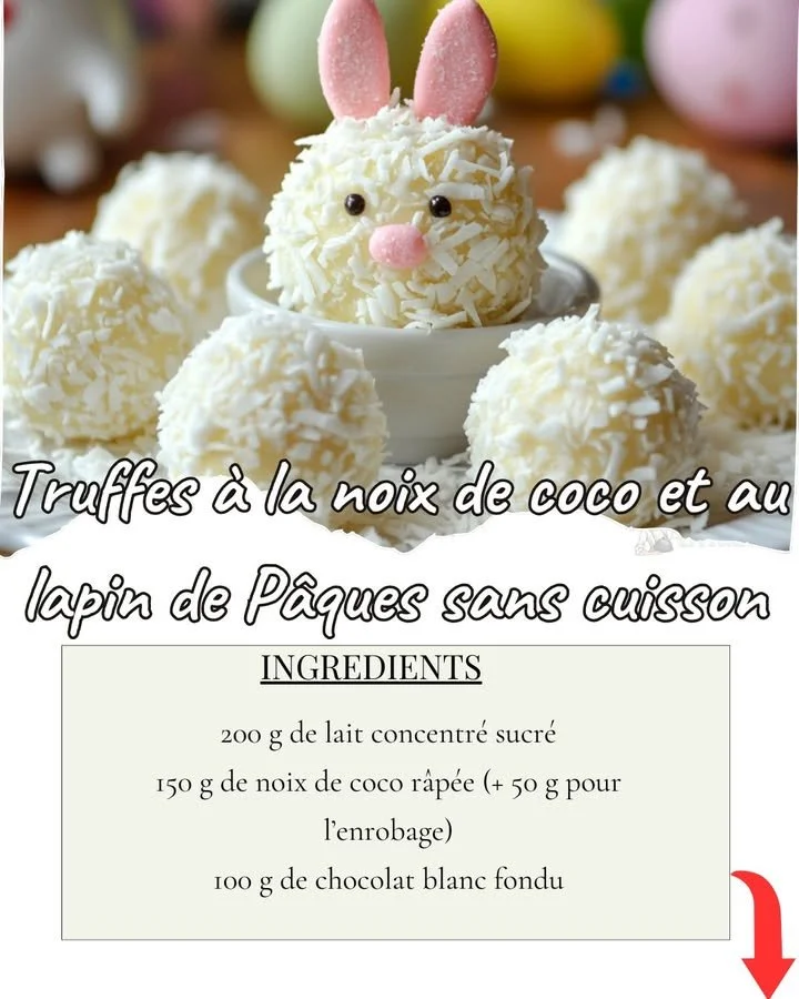 Truffes au chocolat et noix de coco pour Pâques, sans cuisson, exquis et faciles à préparer.