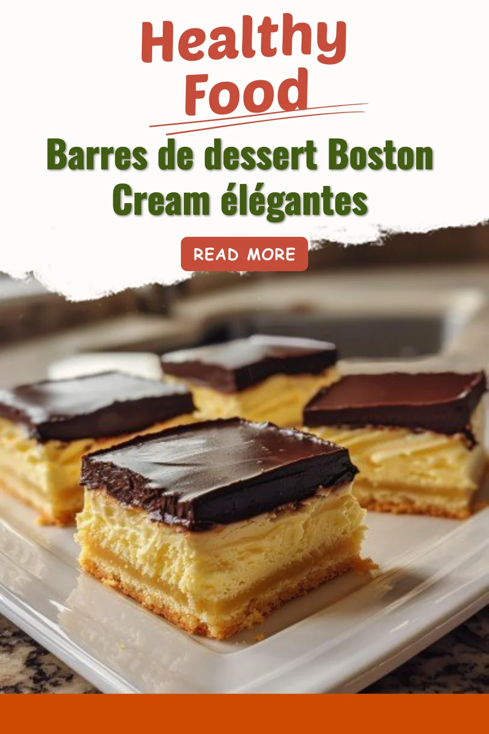 Barres de dessert Boston Cream élégantes, délicieuses et polyvalentes
