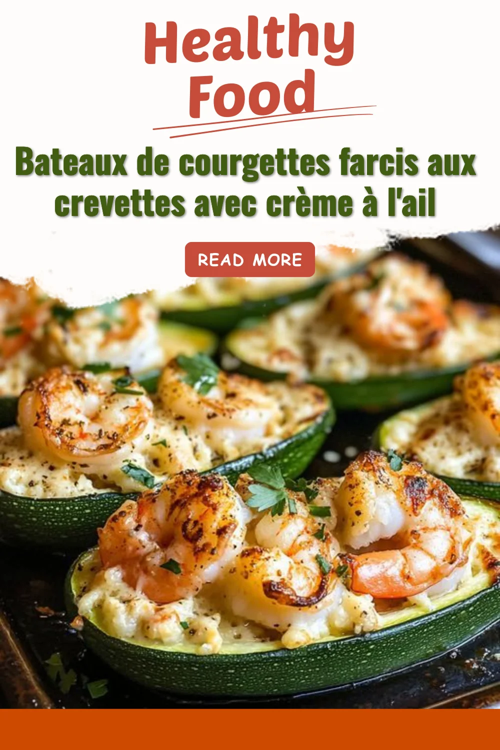 Bateaux de courgettes farcis aux crevettes et crème à l'ail, recette délicieuse