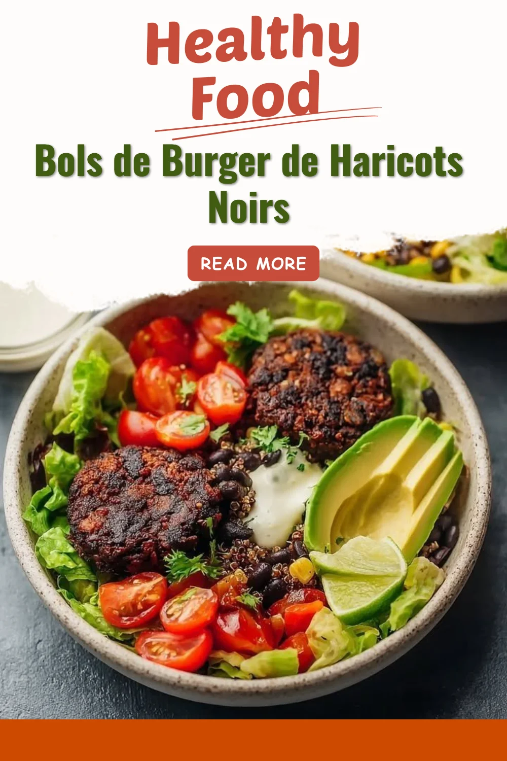 Bols de Burger de Haricots Noirs appétissants sur une table