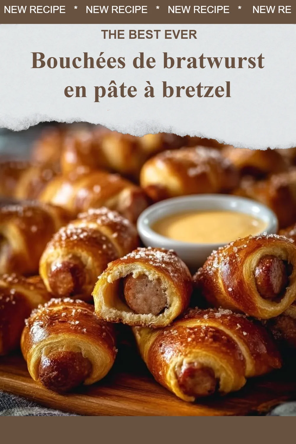 Bouchées de bratwurst en pâte à bretzel croustillantes et dorées
