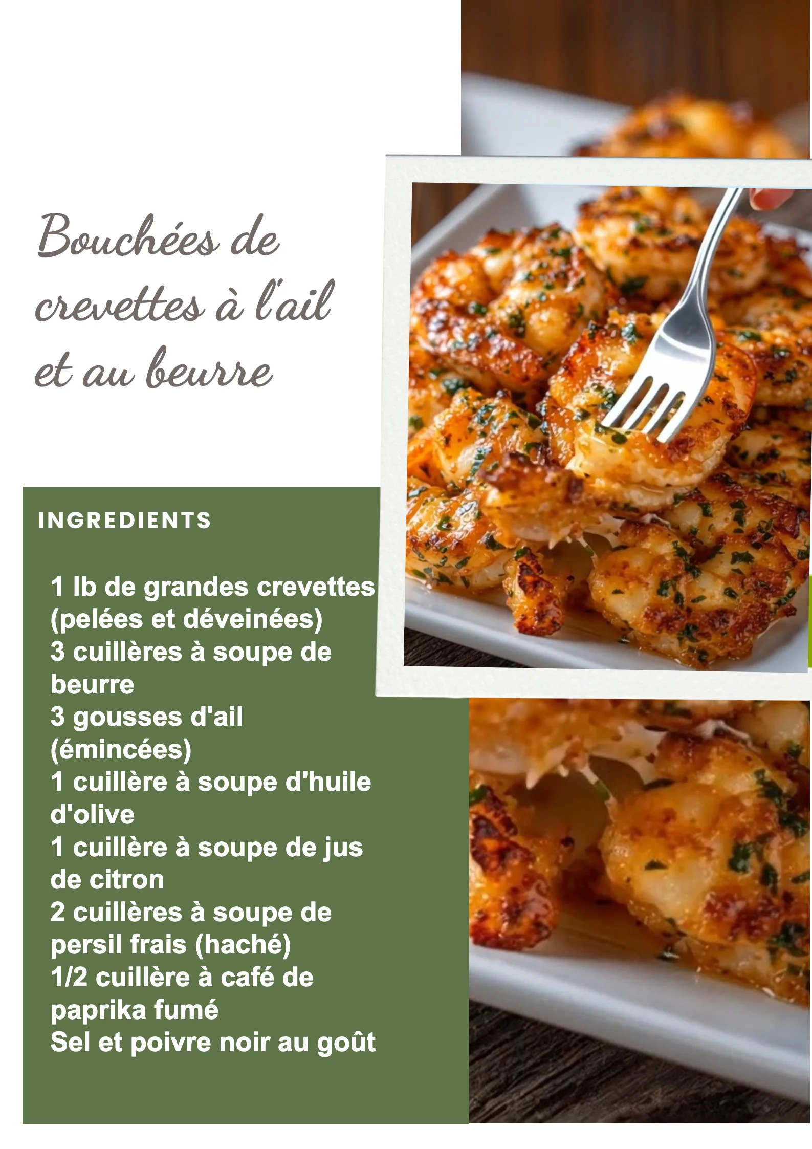 Bouchées de crevettes à l'ail et au beurre prêtes à être dégustées