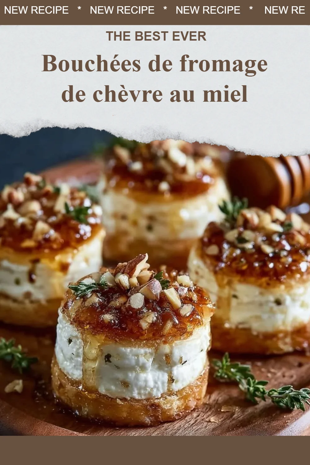 Bouchées savoureuses de fromage de chèvre au miel sur une assiette appétissante.