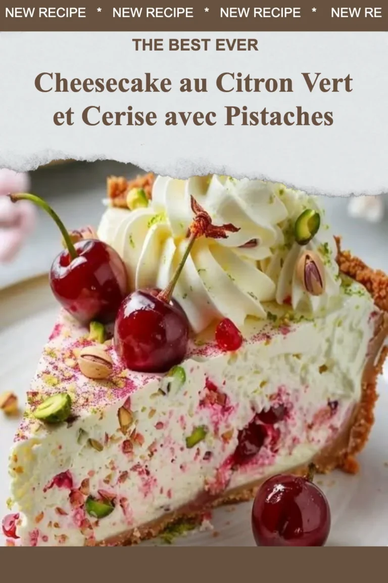 Cheesecake au citron vert et cerise avec pistaches croquantes