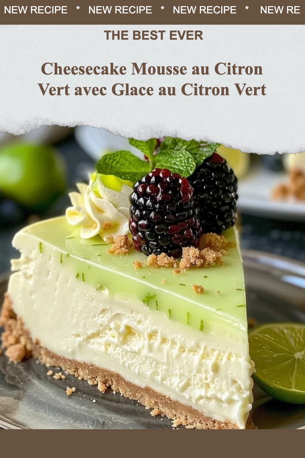 Cheesecake mousse au citron vert avec glace au citron vert en dessert