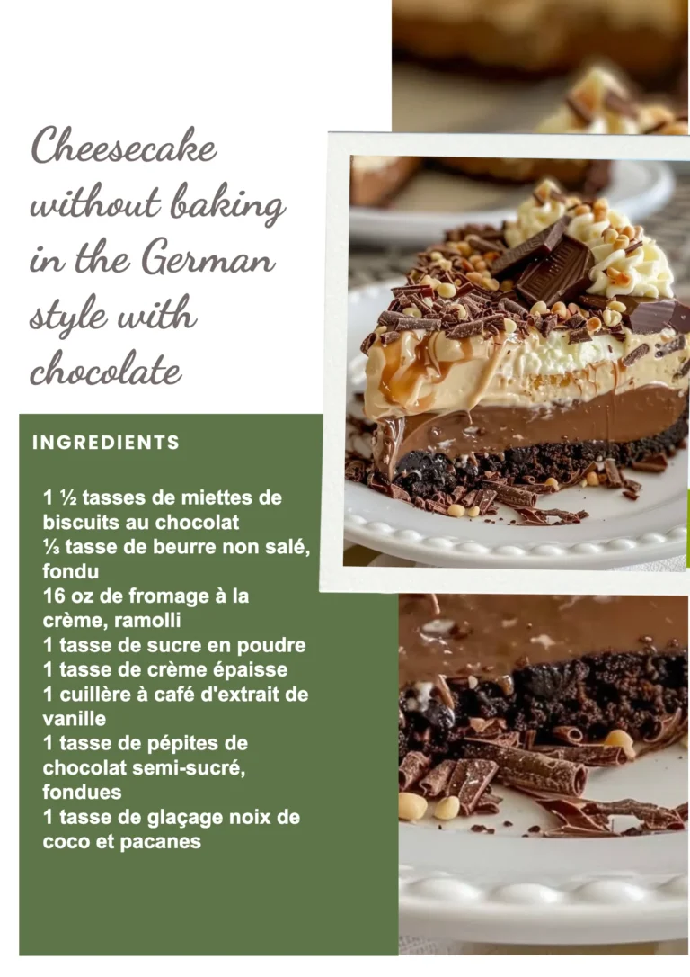 Cheesecake sans cuisson à l'allemande avec chocolat riche et crémeux