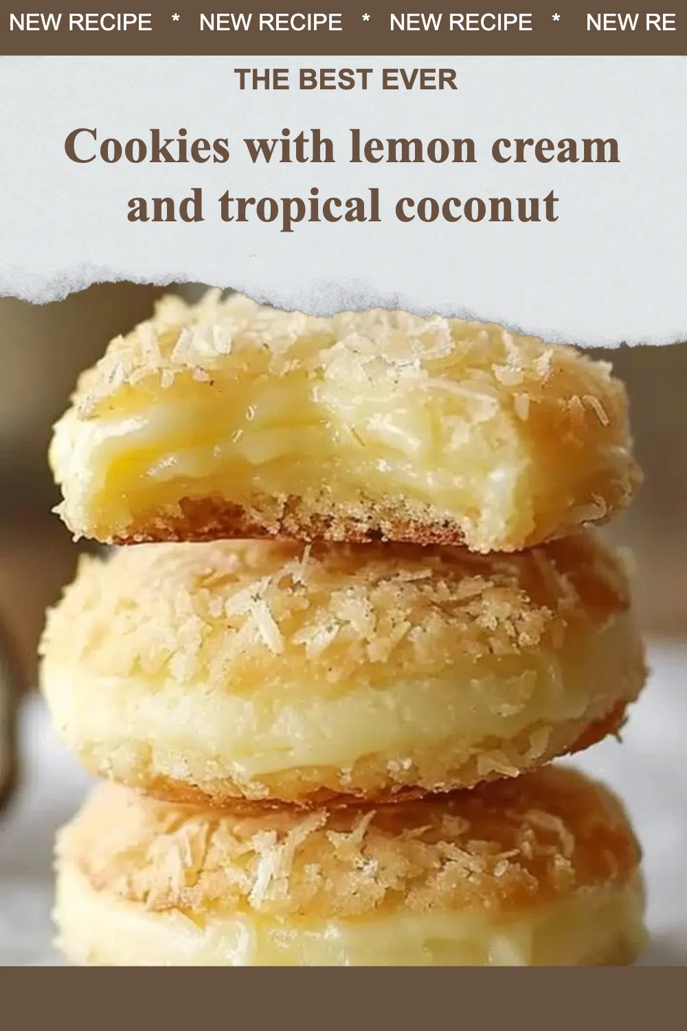 Cookies avec lemon cream et noix de coco tropicale, garnis de saveurs fruitées.