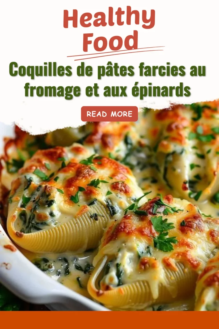 Coquilles de pâtes farcies au fromage et épinards, plat savoureux et réconfortant