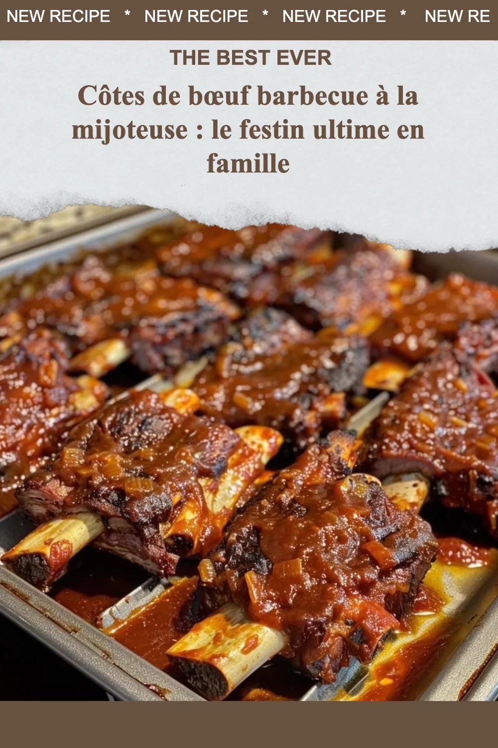 Côtes de bœuf barbecue à la mijoteuse servies lors d'un repas en famille