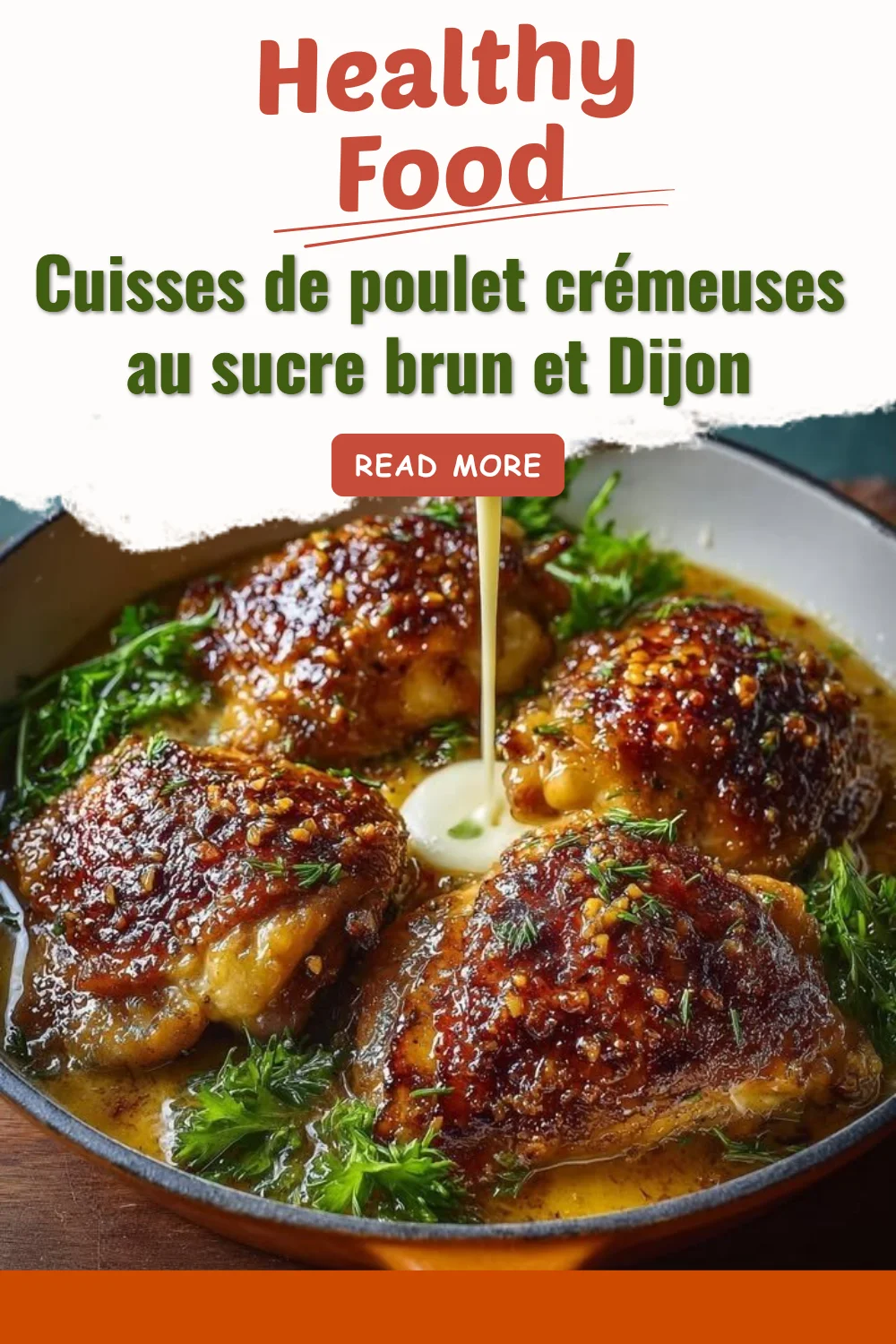Cuisses de poulet crémeuses au sucre brun et Dijon sur une assiette