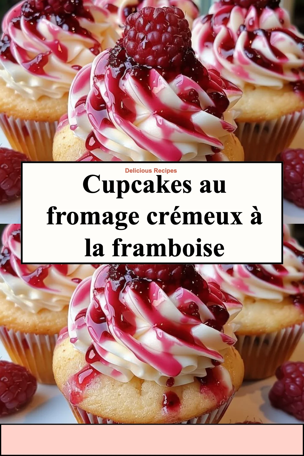 Cupcakes framboise avec du fromage crémeux en décoration