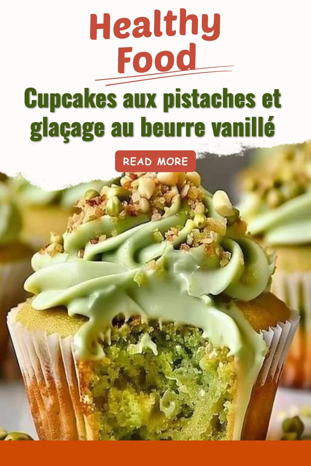 Cupcakes aux pistaches avec glaçage au beurre vanillé