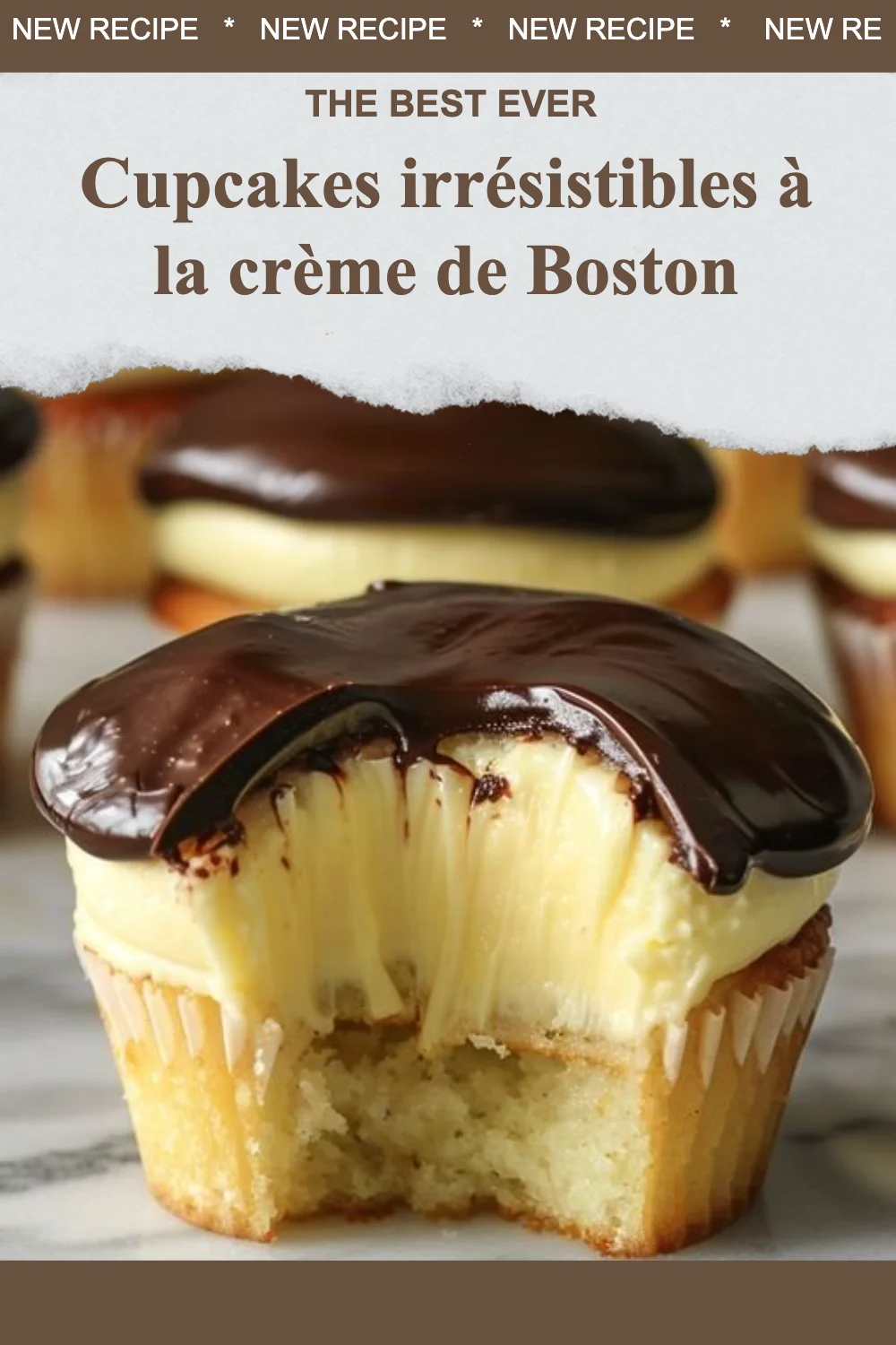 Cupcakes irrésistibles à la crème de Boston sur une assiette élégante.