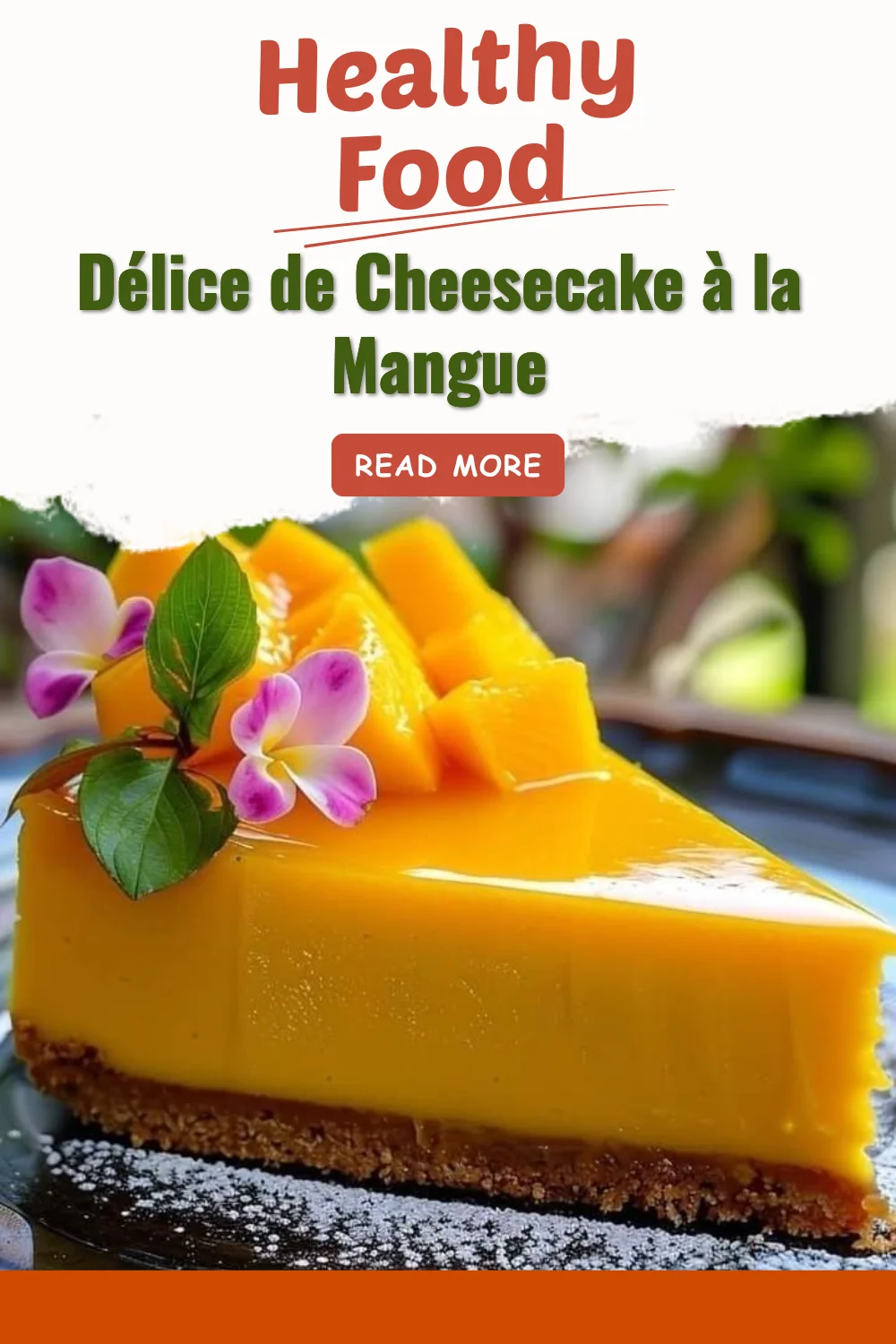 Délice de cheesecake à la mangue avec une présentation élégante