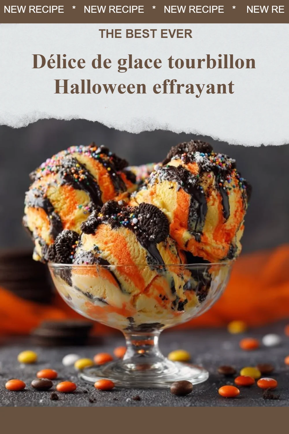Délice de glace tourbillon Halloween effrayant, dessert d'automne délicieux