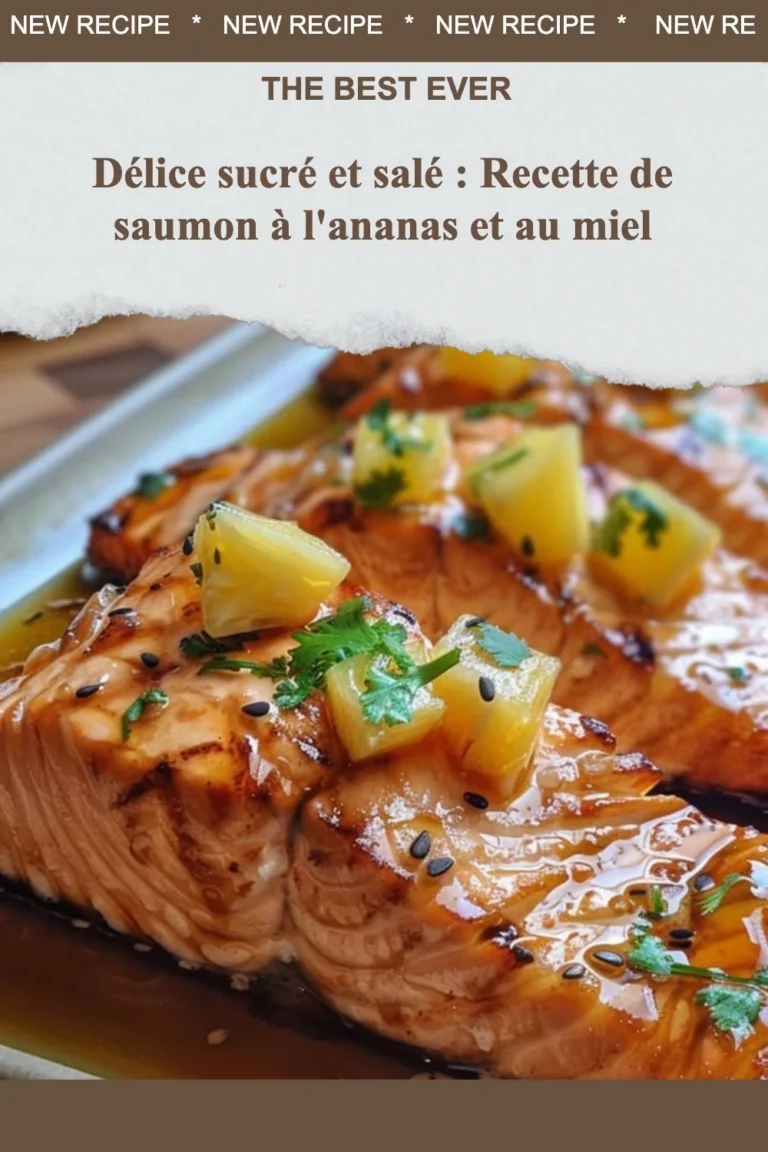 Saumon à l'ananas et miel, plat sucré-salé appétissant prêt à déguster.