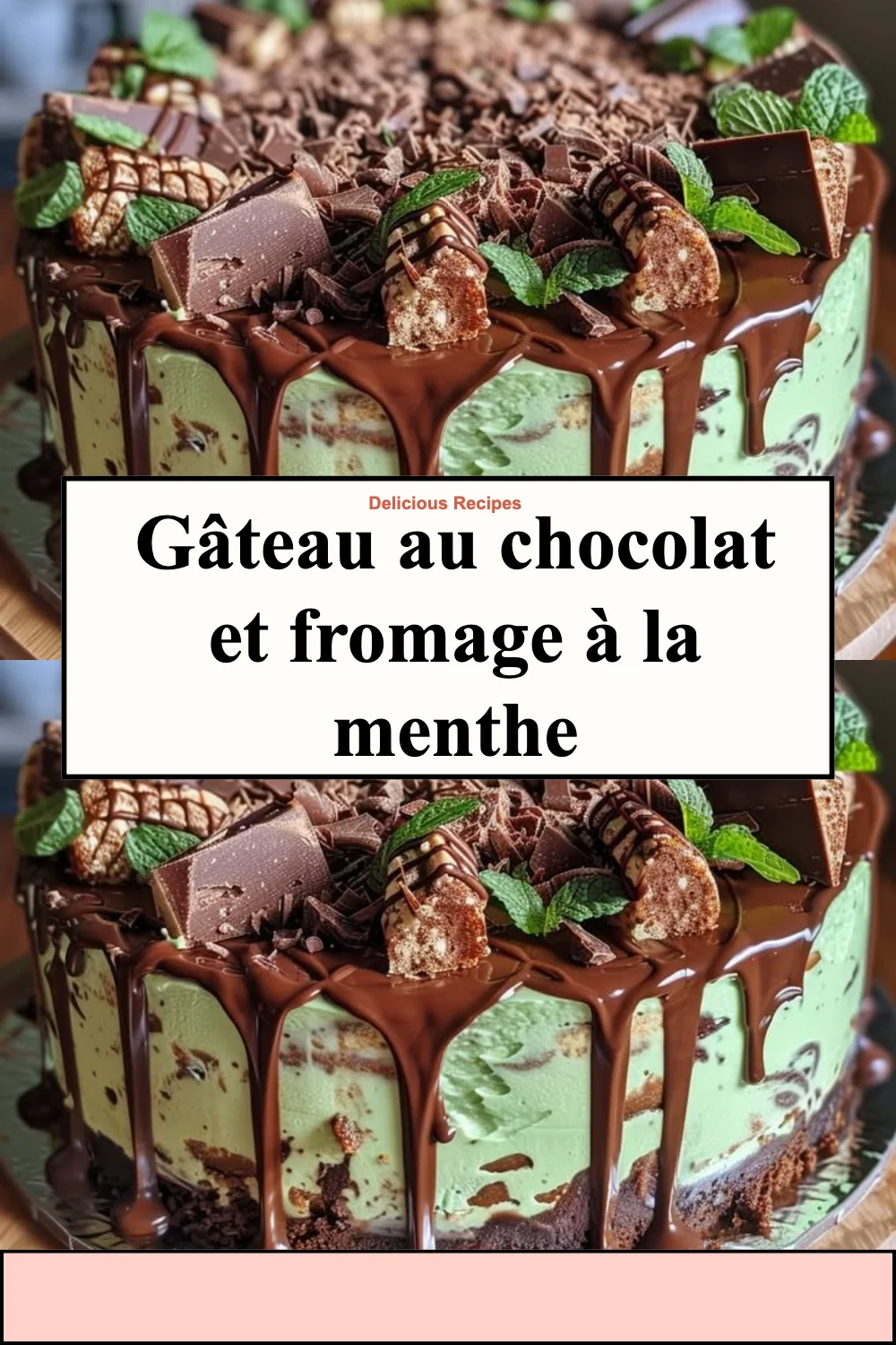 Gâteau au chocolat avec fromage à la menthe, un dessert délicieux et original.
