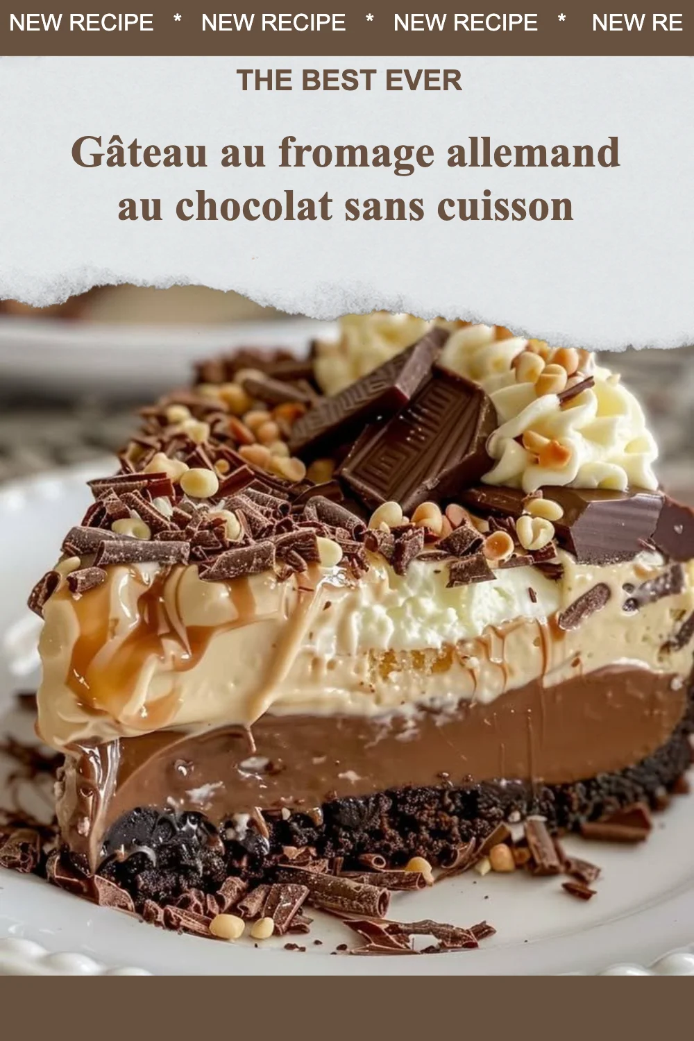 Gâteau au fromage allemand au chocolat sans cuisson, dessert crémeux et savoureux