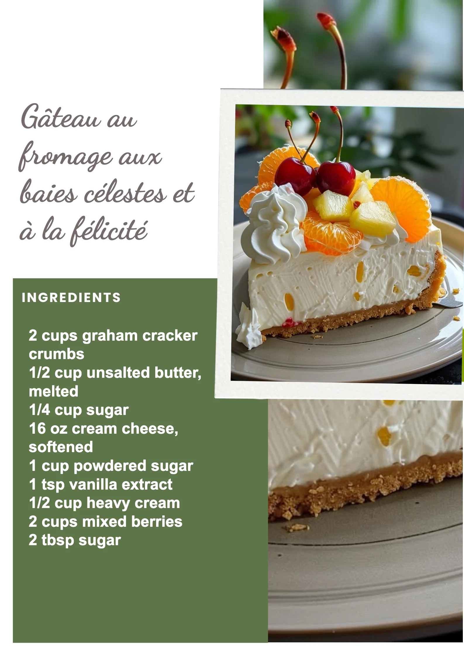 Gâteau au fromage aux baies célestes et à la félicité, dessert savoureux