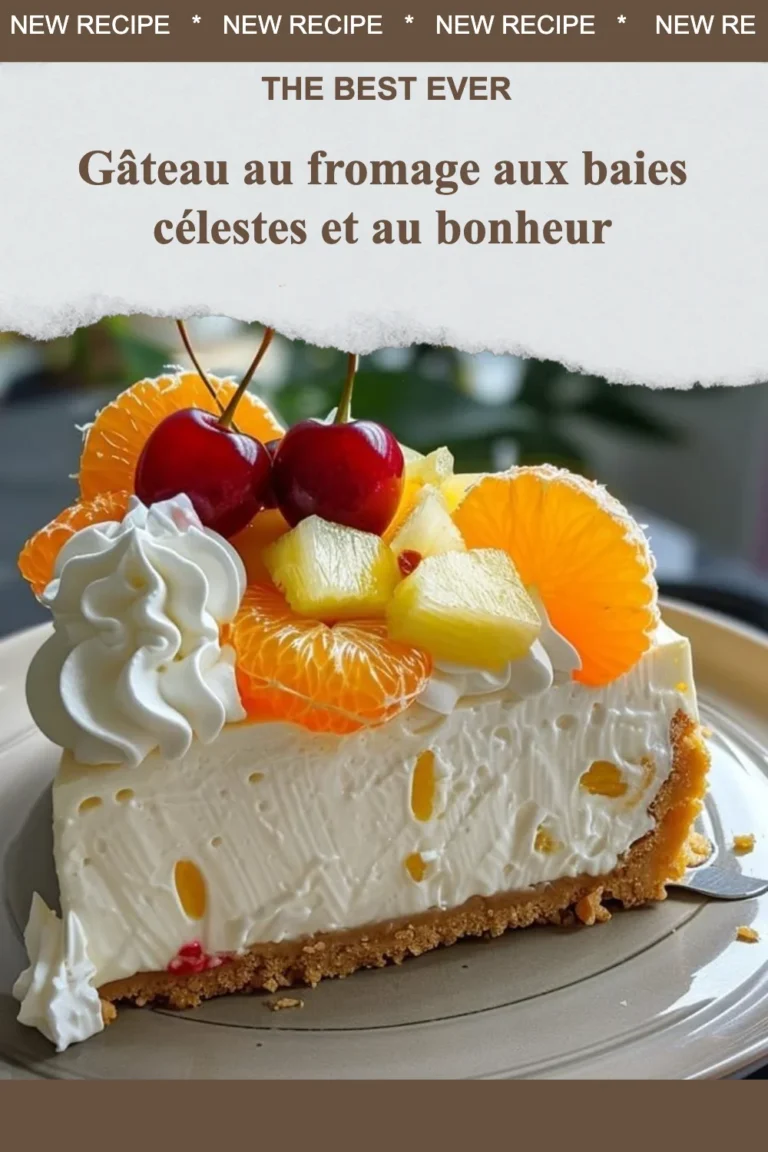 Gâteau au fromage aux baies célestes et au bonheur, un délice sucré et fruité.