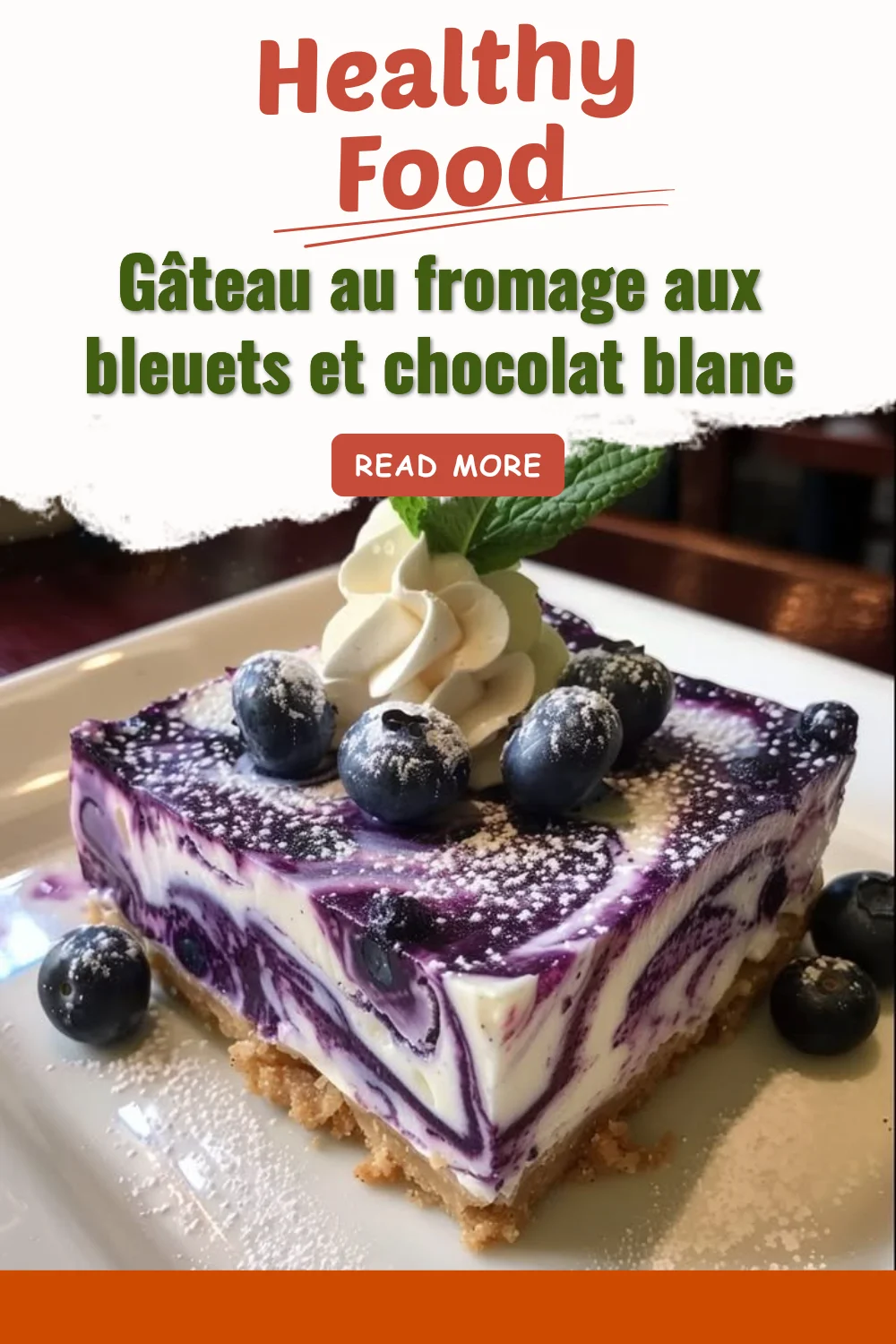 Gâteau au fromage aux bleuets et chocolat blanc, un dessert crémeux et savoureux