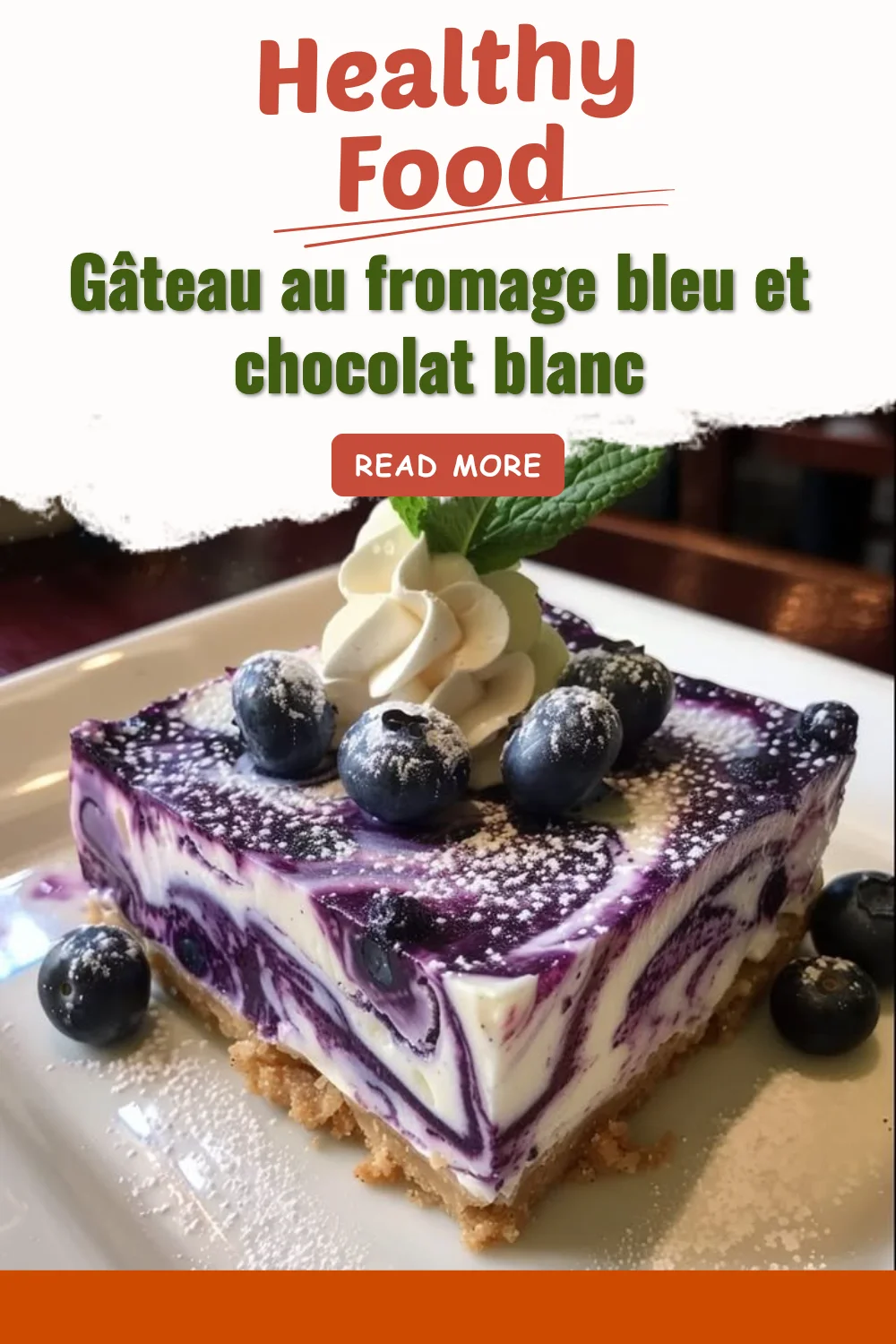 Gâteau au fromage bleu et chocolat blanc, une gourmandise savoureuse et inventive.