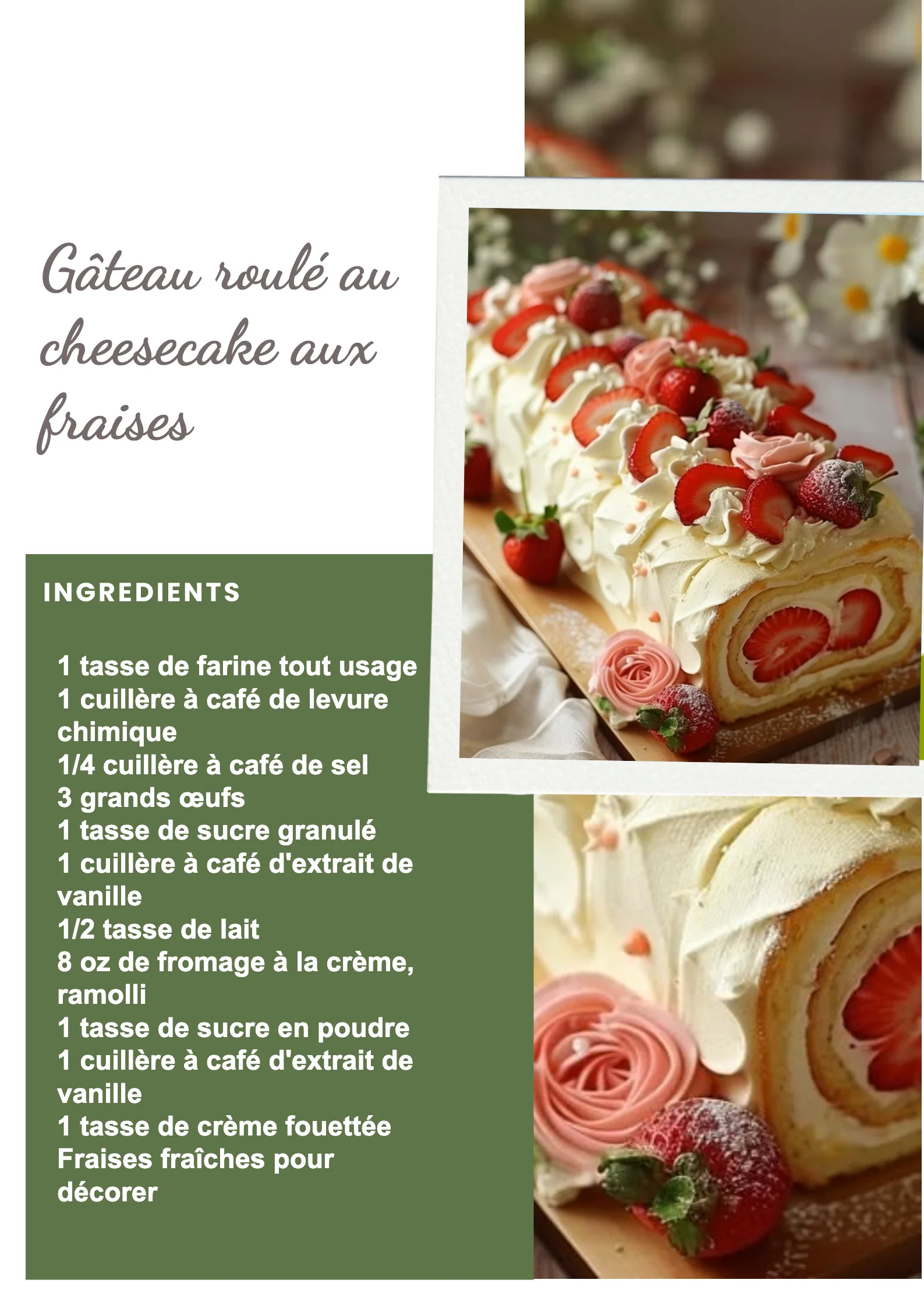 Gâteau roulé au cheesecake aux fraises, délicieusement garni et prêt à être dégusté