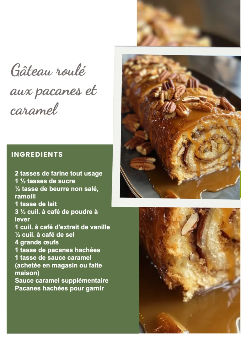 Gâteau roulé aux pacanes et caramel sur une assiette élégante