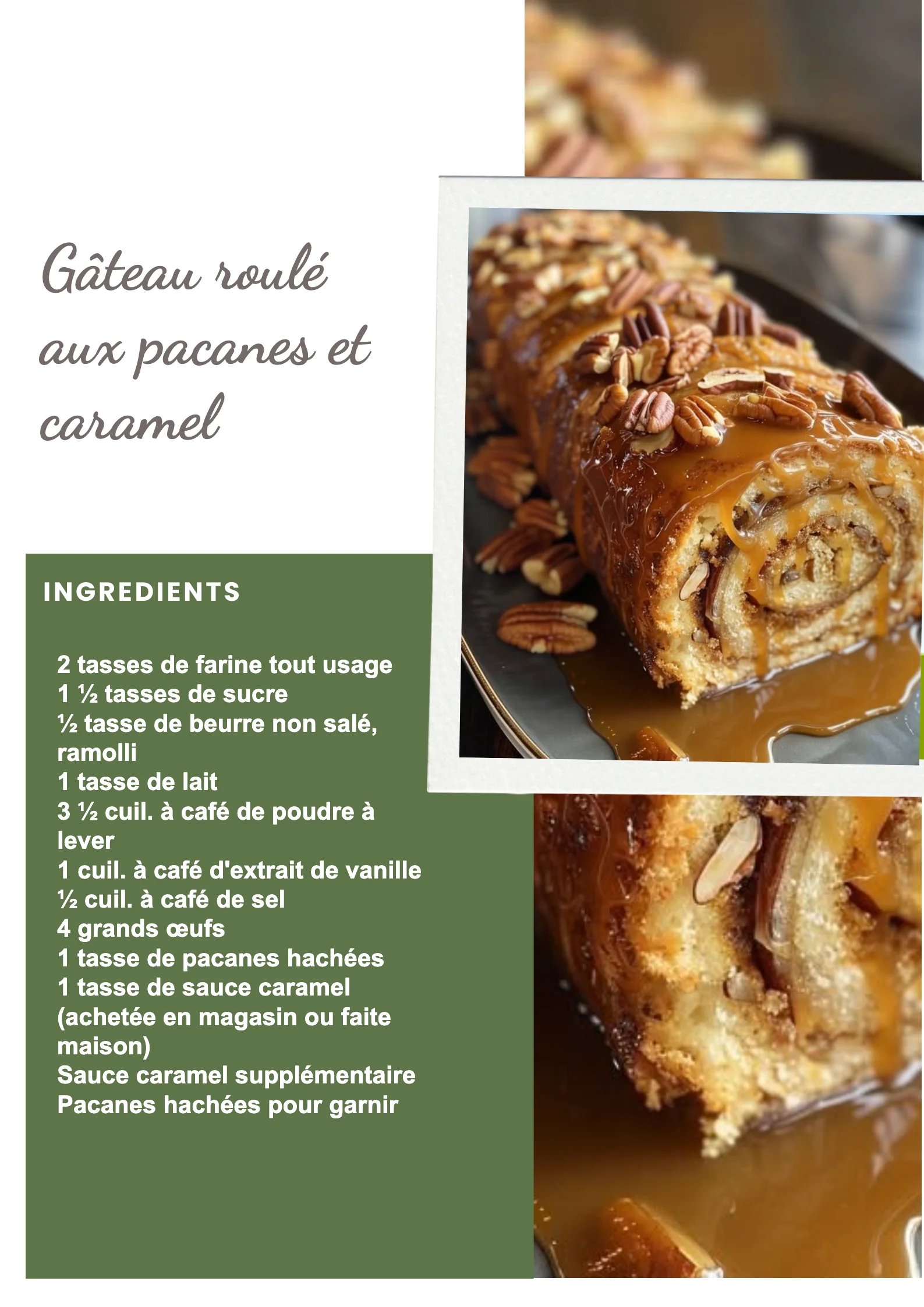 Gâteau roulé aux pacanes et caramel sur une assiette élégante
