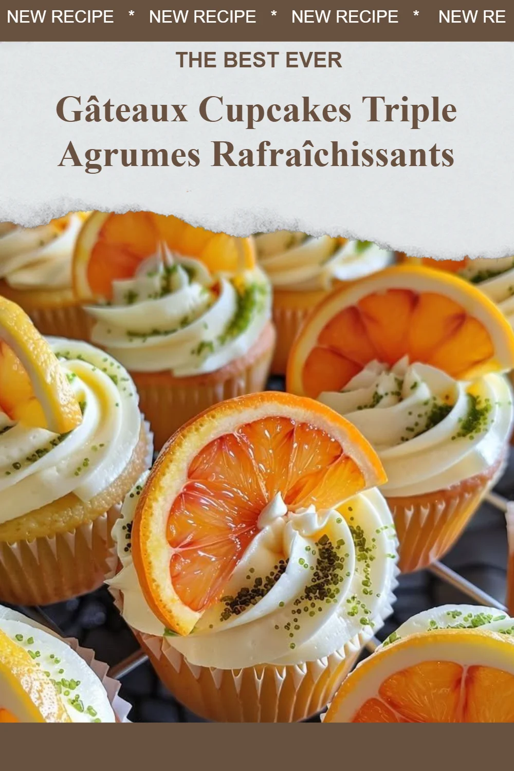 Gâteaux cupcakes triple agrumes rafraîchissants sur une table dressée