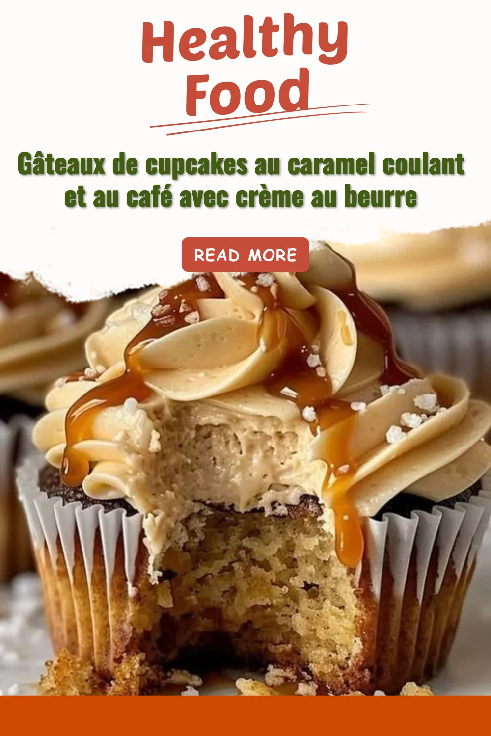 Gâteaux de cupcakes au caramel coulant et café avec crème au beurre