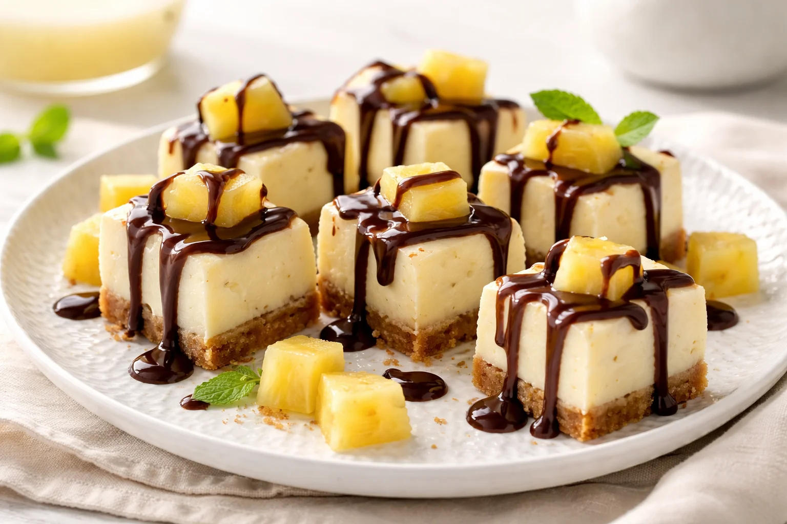 Bouchées de cheesecake à l’ananas et au chocolat blanc irrésistibl